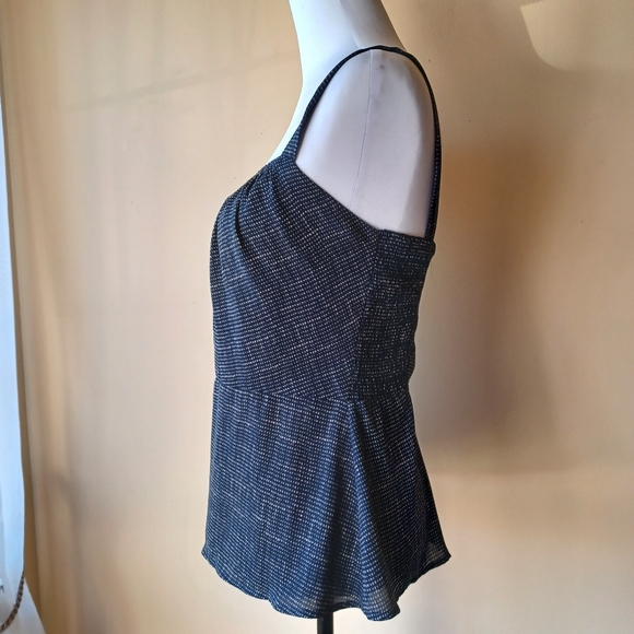 Cabi Women's Sleeveless Top Size 8 Navy & White Smocked Sides Adjustable Straps - Picture 2 of 15